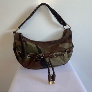Michael Kors Camouflage Canvas Hobo Shoulder Bag